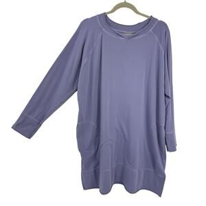 Urban Muu Muu Pocket Tunic Dress Cotton Blend Lavender Long Sleeve One Size O/S